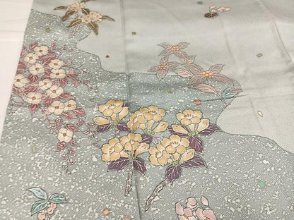 平和屋着物●訪問着　作家物　草花文　金彩　正絹　逸品　未使用　AABI0577ph