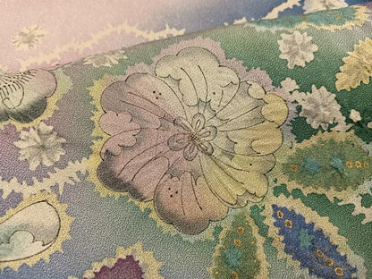 平和屋着物●豪華振袖　辻が花　暈し染め　金彩　銀通し地　正絹　逸品　AABI0578ph
