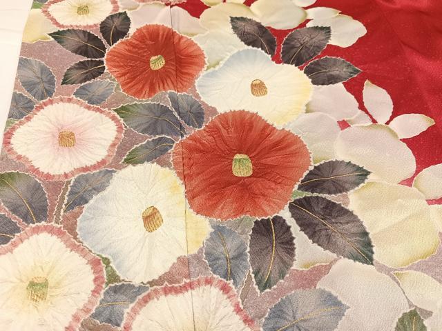 平和屋着物●豪華振袖　絞り　立波花文　暈し染め　金彩　正絹　逸品　AABI0579ph