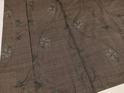 平和屋着物●本場大島紬　古代純泥染　カタス7マルキ　草花文　住友栄山作　やまと誂製　証紙付き　正絹　逸品　AABI0581ph