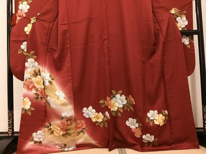 平和屋着物●豪華振袖　草花文　暈し染め　金彩　正絹　逸品　AABI0585ph