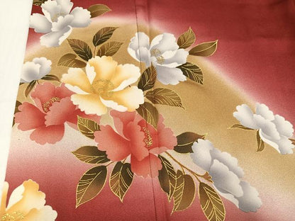 平和屋着物●豪華振袖　草花文　暈し染め　金彩　正絹　逸品　AABI0585ph