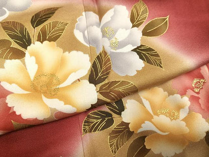 平和屋着物●豪華振袖　草花文　暈し染め　金彩　正絹　逸品　AABI0585ph
