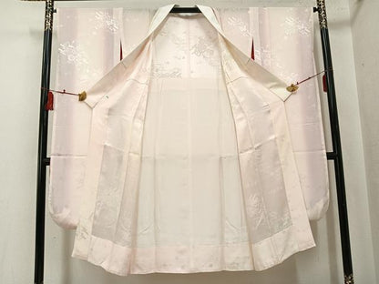平和屋着物●豪華振袖・長襦袢(無双仕立て)セット　駒刺繍　絞り　花唐草文　黒地　金彩　正絹　逸品　AABI0587ph