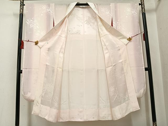 平和屋着物●豪華振袖・長襦袢(無双仕立て)セット　駒刺繍　絞り　花唐草文　黒地　金彩　正絹　逸品　AABI0587ph