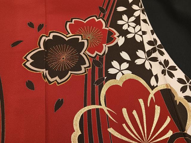 平和屋着物●豪華振袖　駒刺繍　梅桜文　金彩　正絹　逸品　AABI0588ph