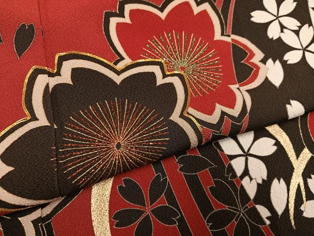 平和屋着物●豪華振袖　駒刺繍　梅桜文　金彩　正絹　逸品　AABI0588ph
