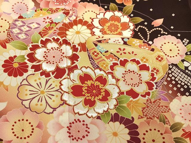 平和屋着物●豪華振袖・長襦袢(無双仕立て)セット　刺繍　草花　草履　暈し染め　金彩　半衿刺繍　正絹　逸品　AABI0590ph