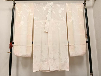 平和屋着物●豪華振袖・長襦袢(無双仕立て)セット　刺繍　草花　草履　暈し染め　金彩　半衿刺繍　正絹　逸品　AABI0590ph