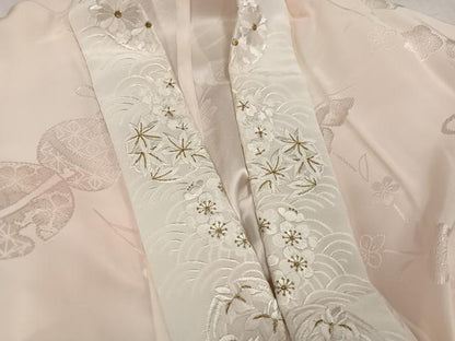平和屋着物●豪華振袖・長襦袢(無双仕立て)セット　刺繍　草花　草履　暈し染め　金彩　半衿刺繍　正絹　逸品　AABI0590ph