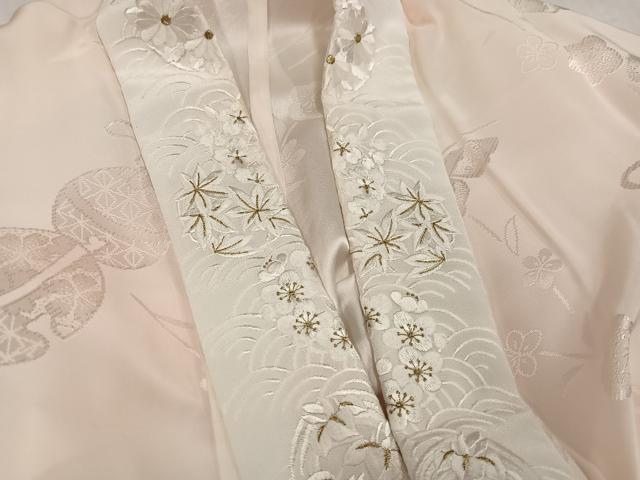 平和屋着物●豪華振袖・長襦袢(無双仕立て)セット　刺繍　草花　草履　暈し染め　金彩　半衿刺繍　正絹　逸品　AABI0590ph