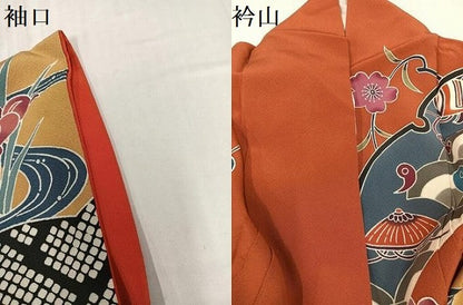 平和屋着物●豪華振袖　紅型　花鳥文　正絹　逸品　AABI0591ph