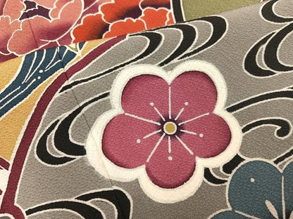 平和屋着物●豪華振袖　紅型　花鳥文　正絹　逸品　AABI0591ph