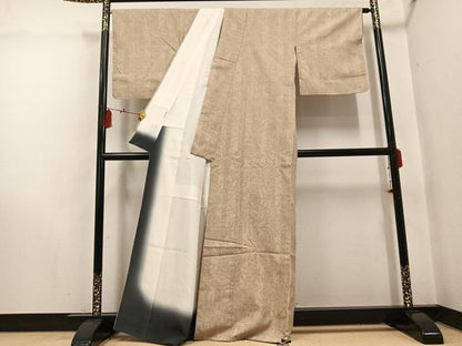 平和屋着物●結城紬　80亀甲　花尽くし　正絹　逸品　未使用　AABI0595ph