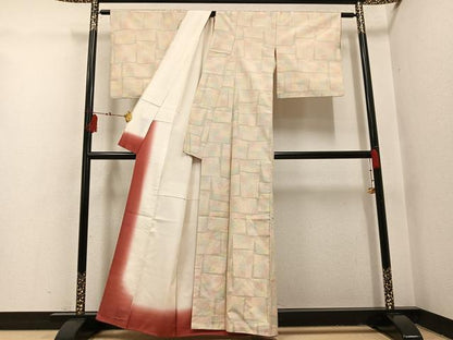 平和屋着物●本場大島紬　白大島　一元絣　色紙文　正絹　逸品　AABI0597ph