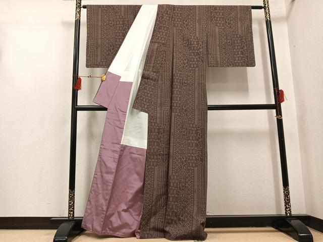 平和屋着物●結城紬　吉祥文　正絹　逸品　未使用　AABI0598ph