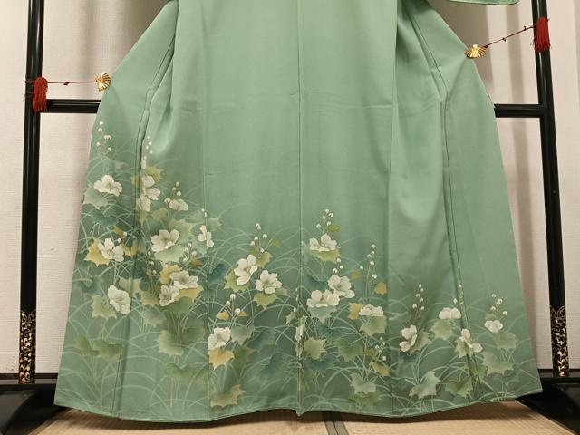 平和屋着物●訪問着　草花文　暈し染め　金彩　正絹　逸品　AABI0600ph