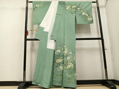 平和屋着物●訪問着　草花文　暈し染め　金彩　正絹　逸品　AABI0600ph