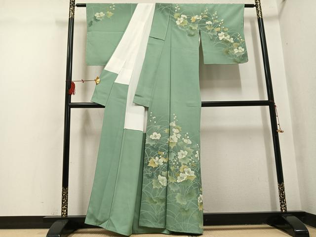 平和屋着物●訪問着　草花文　暈し染め　金彩　正絹　逸品　AABI0600ph