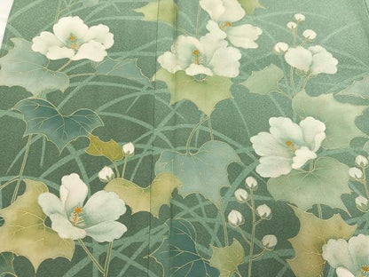 平和屋着物●訪問着　草花文　暈し染め　金彩　正絹　逸品　AABI0600ph