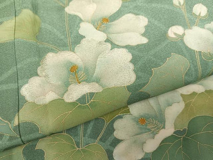 平和屋着物●訪問着　草花文　暈し染め　金彩　正絹　逸品　AABI0600ph