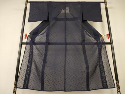 平和屋着物＊夏物 色無地 舞蝶紋紗 紫黒色 正絹 逸品 AABI0601jd