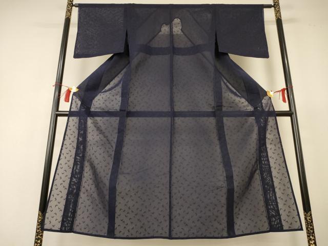 平和屋着物＊夏物 色無地 舞蝶紋紗 紫黒色 正絹 逸品 AABI0601jd