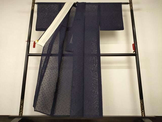 平和屋着物＊夏物 色無地 舞蝶紋紗 紫黒色 正絹 逸品 AABI0601jd