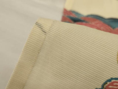 平和屋着物＊夏物 訪問着 絽 型染 花蝶文 金彩 正絹 逸品 AABI0607jd
