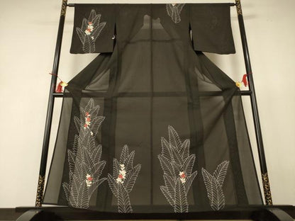 平和屋着物＊夏物 訪問着 絽 草花文 銀彩 正絹 逸品 AABI0608jd