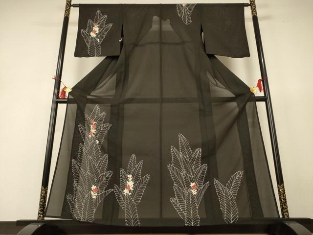 平和屋着物＊夏物 訪問着 絽 草花文 銀彩 正絹 逸品 AABI0608jd