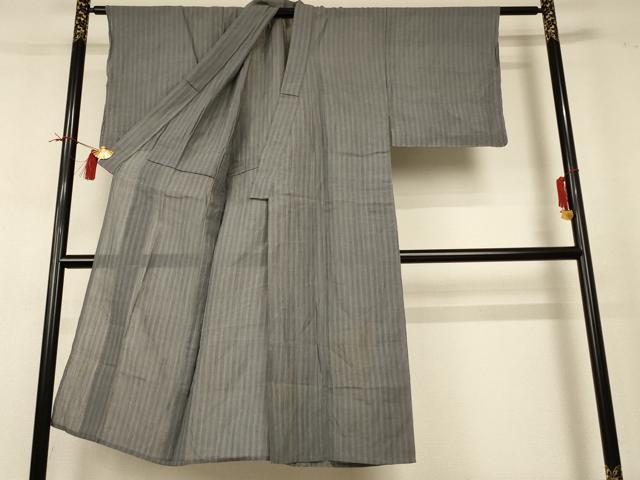 平和屋着物＊夏物 男性 紗紬 縞 綿 AABI0622jd