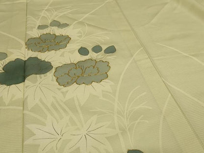 平和屋着物＊夏物 訪問着 絽 駒刺繍 草花文 金彩 三越扱い 正絹 逸品 AABI0626jd