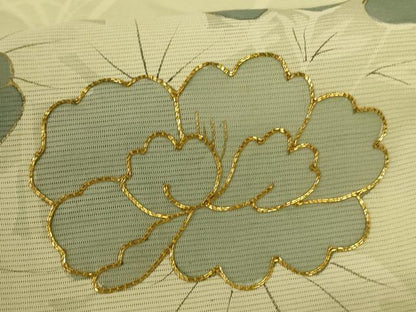 平和屋着物＊夏物 訪問着 絽 駒刺繍 草花文 金彩 三越扱い 正絹 逸品 AABI0626jd
