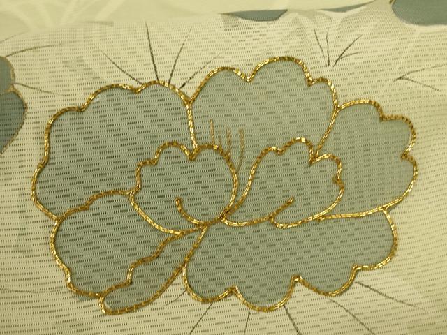 平和屋着物＊夏物 訪問着 絽 駒刺繍 草花文 金彩 三越扱い 正絹 逸品 AABI0626jd