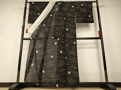 平和屋着物＊夏物　小紋　絽　芝花文　正絹　逸品　AABI0630jd