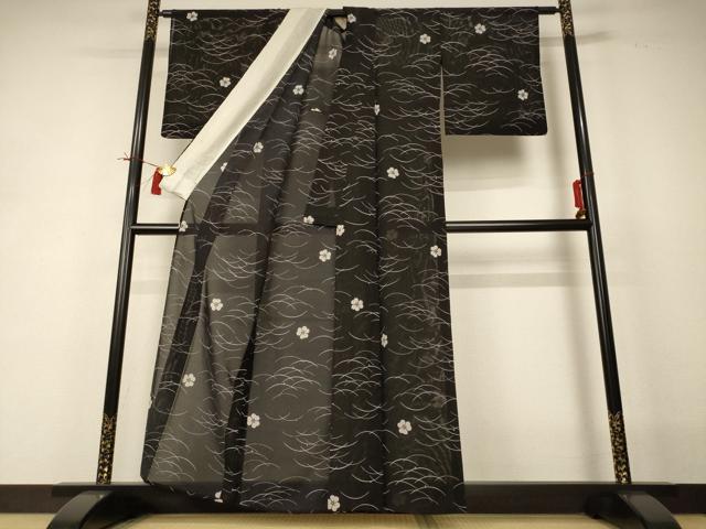 平和屋着物＊夏物　小紋　絽　芝花文　正絹　逸品　AABI0630jd