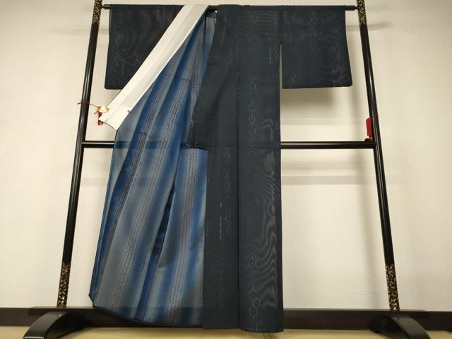 平和屋着物＊夏物　小紋　紗　幾何学文様　正絹　逸品　AABI0631jd