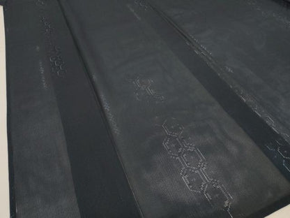 平和屋着物＊夏物　小紋　紗　幾何学文様　正絹　逸品　AABI0631jd