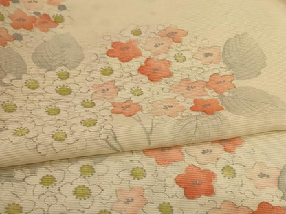 平和屋着物＊夏物　小紋　絽　紫陽花　銀彩　正絹　逸品　AABI0633jd