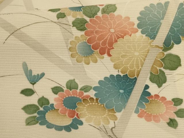 平和屋着物＊夏物　小紋　絽　草花文　正絹　逸品　AABI0636jd