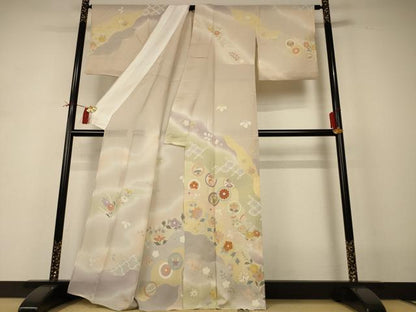 平和屋着物＊夏物 訪問着 絽 吉祥花文 暈し染め 金彩 正絹 逸品 AABI0637jd
