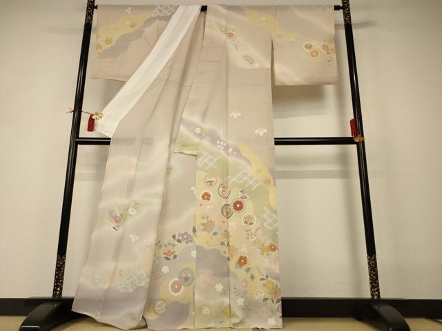 平和屋着物＊夏物 訪問着 絽 吉祥花文 暈し染め 金彩 正絹 逸品 AABI0637jd