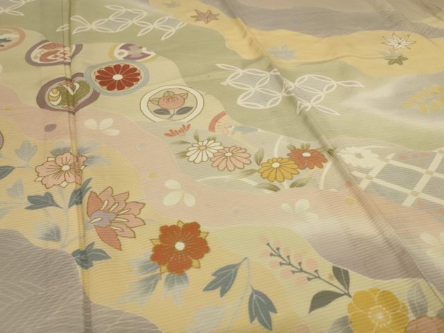 平和屋着物＊夏物 訪問着 絽 吉祥花文 暈し染め 金彩 正絹 逸品 AABI0637jd