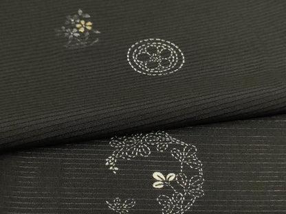 平和屋着物＊夏物　小紋　絽　花丸文　黒地　正絹　逸品　AABI0639jd