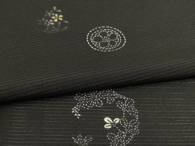 平和屋着物＊夏物　小紋　絽　花丸文　黒地　正絹　逸品　AABI0639jd