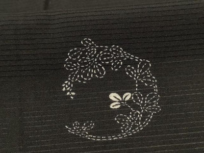 平和屋着物＊夏物　小紋　絽　花丸文　黒地　正絹　逸品　AABI0639jd