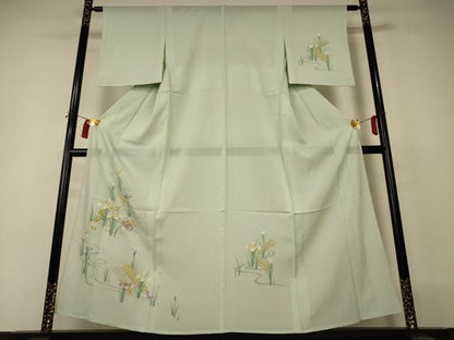 平和屋着物＊夏物 訪問着 絽 流水花鳥文 正絹 逸品 AABI0640jd