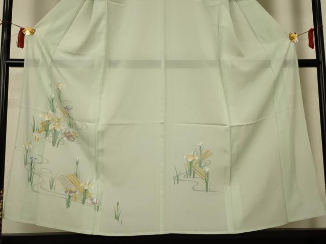 平和屋着物＊夏物 訪問着 絽 流水花鳥文 正絹 逸品 AABI0640jd