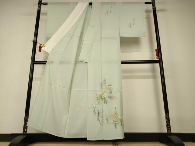 平和屋着物＊夏物 訪問着 絽 流水花鳥文 正絹 逸品 AABI0640jd